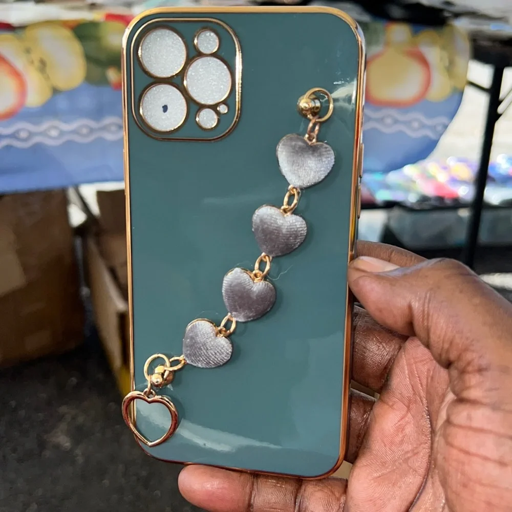 iPhone 12 Pro Max case with heart attachment
